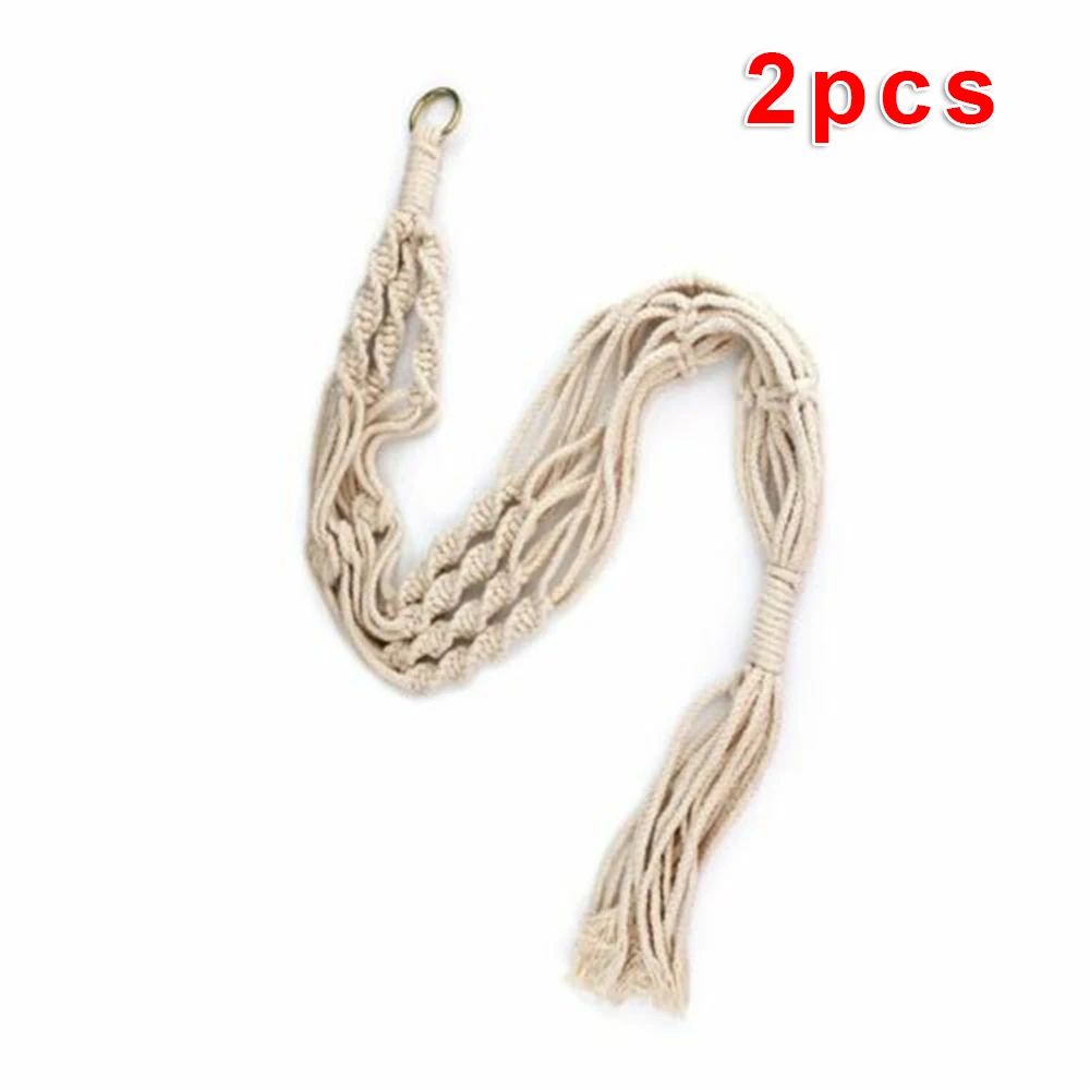 2pcs Set Plant Pot Holders String Cotton Rope Hanging Basket Handcraft Hanger