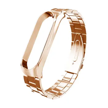 

For Millet Bracelet 4 Buckle Section Three Beads Solid Metal Mesh Belt Replacement Wristband Universal For Millet Bracelet 3