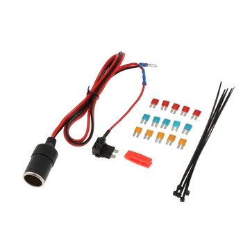 

Female Socket 12V / 24V Cigarette Lighter Female + 15pcs Fuse Wire Standard 5A 10A 15A