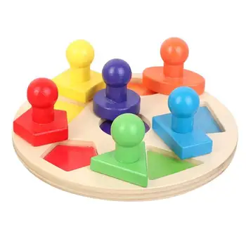 

Wooden Geometry Geometric Disc Early Teaching of Shape Interes Color Cognition Learning Board Blocks Early Education Toy