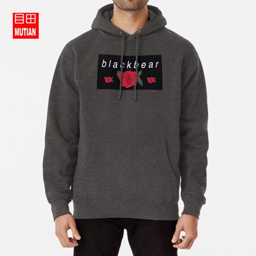 Blackbear/толстовки с капюшоном с тремя розами; толстовки blackbear rose black beartrap three rose - Цвет: darkgrey-hoodie