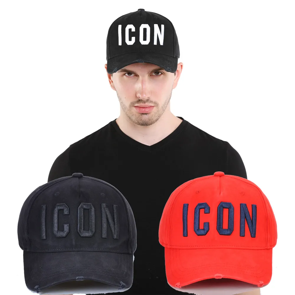 2021 Nueva Italia icono de marca gorras de béisbol sombrero de los hombres de gorras de béisbol de algodón unisex ajustable de las mujeres dsq2 letra para gorras de béisbol tapa negra