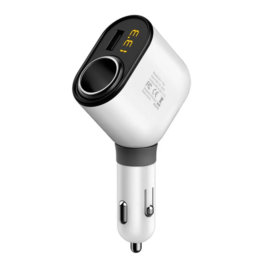 3 порта DC12-24V USB Автомобильное зарядное устройство розетка для автомобильного прикуривателя Разветвитель адаптер питания с напряжением Авто дисплей аксессуары - Название цвета: white
