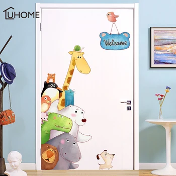 

Children's Room Decoration Cartoon Animals Wall Stickers Kindergarten Bedroom Home Decor DIY Wardrobe Door Stickers Wallpaper