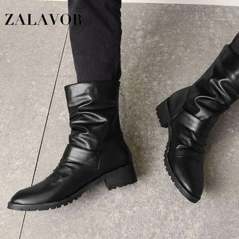 ZALAVOR/2020 г. Новые женские зимние ботильоны размера плюс 34-52 офисные полусапожки на