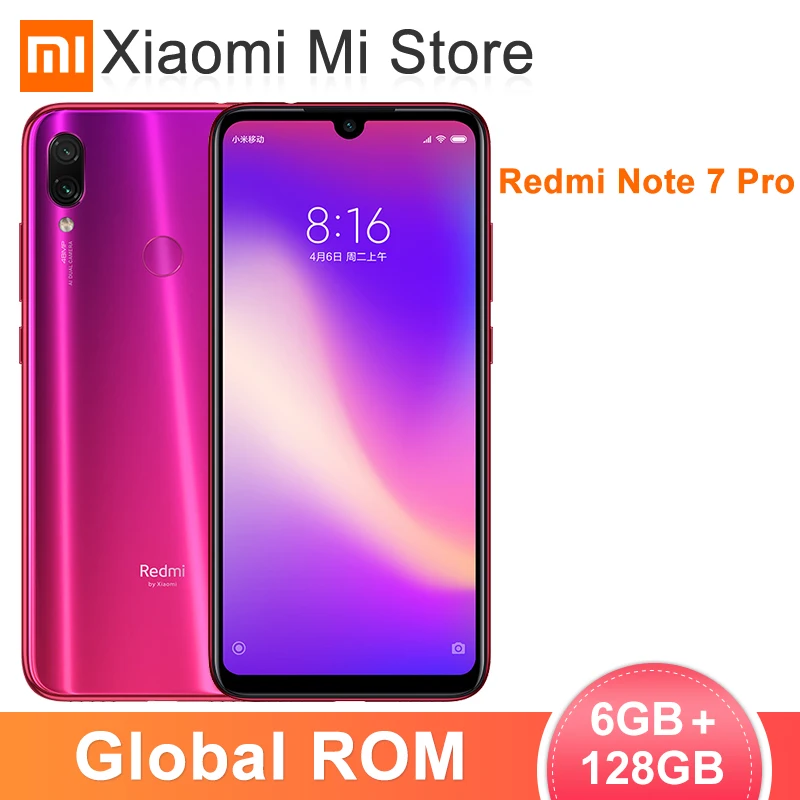 Xiaomi Redmi Note 7 Pro смартфон с восьмиядерным процессором Snapdragon 675 ОЗУ 6 ГБ ПЗУ 128 48 Мп + 5