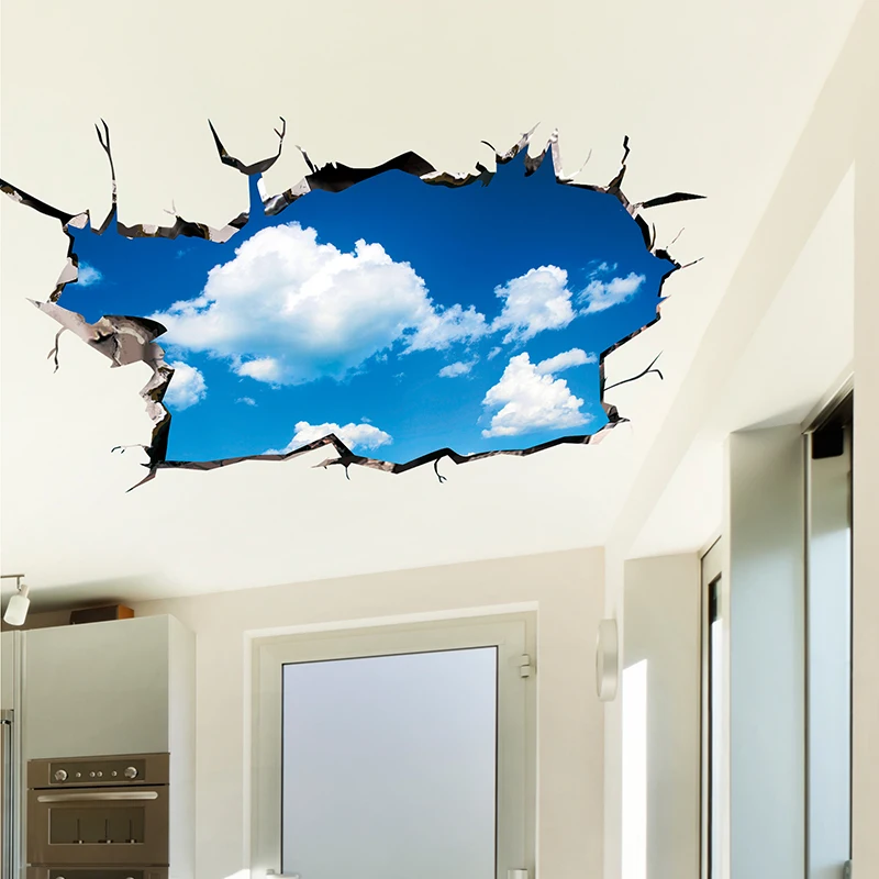 

[SHIJUEHEZI] 3D Ceiling Stickers PVC Material Sky Clouds Floor Stickers for Kids Rooms Baby Bedroom Living Room Wall Decoration