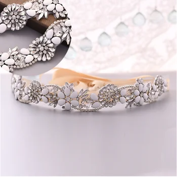 

TOPQUEEN Wedding Belts and Sashes Rhinestone Ribbon Belt Belt Women Flowers Wedding Women Wedding Dresses Belt Bridal Belt S431