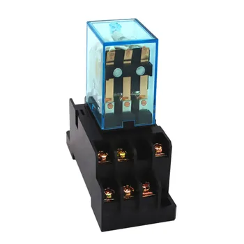 

HH53P MY3NJ (3pc/lot) high quality DC 12v 24v 36v 48v 220v AC 5a 11pin 3PDT relays w/ sockets base with socket free shipping