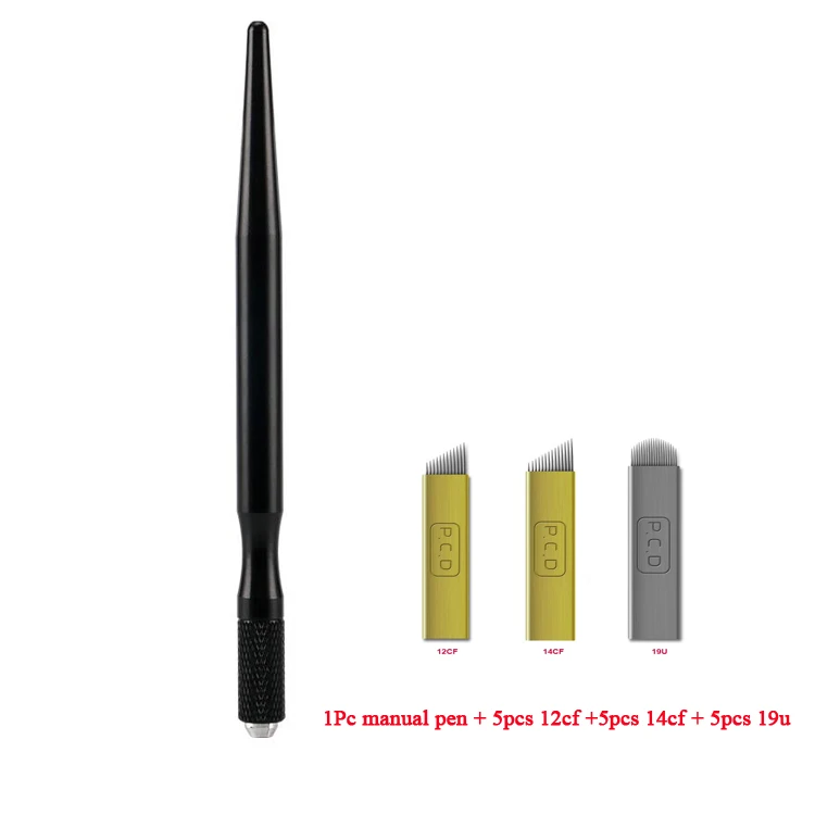 50pcs Professional Permanent Makeup Supplies pcd Tattoo Needle Disposable Eyebrow Microblading Blade for Embroidery Manual Pen - Габаритные размеры: pen with needles