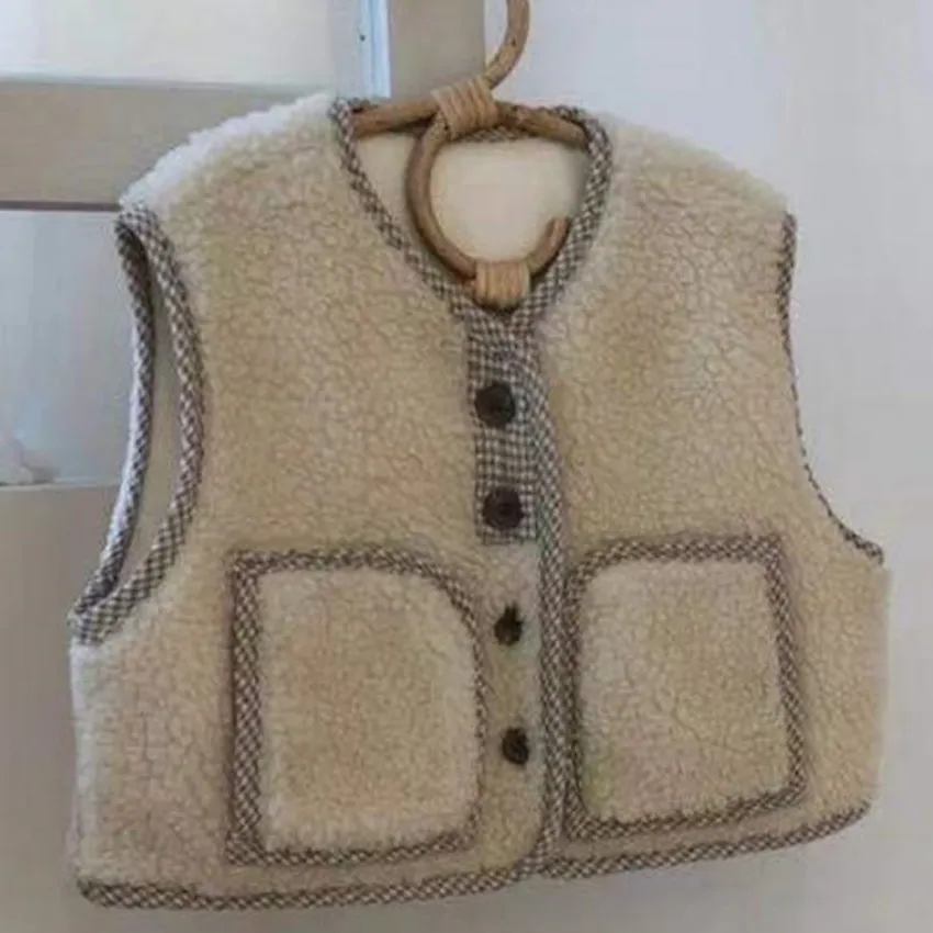 

Autumn Winter Baby Kids Warm Vest Coats Infant Boys And Girls Solid Outwears Sleeveless V-neck waistcoat