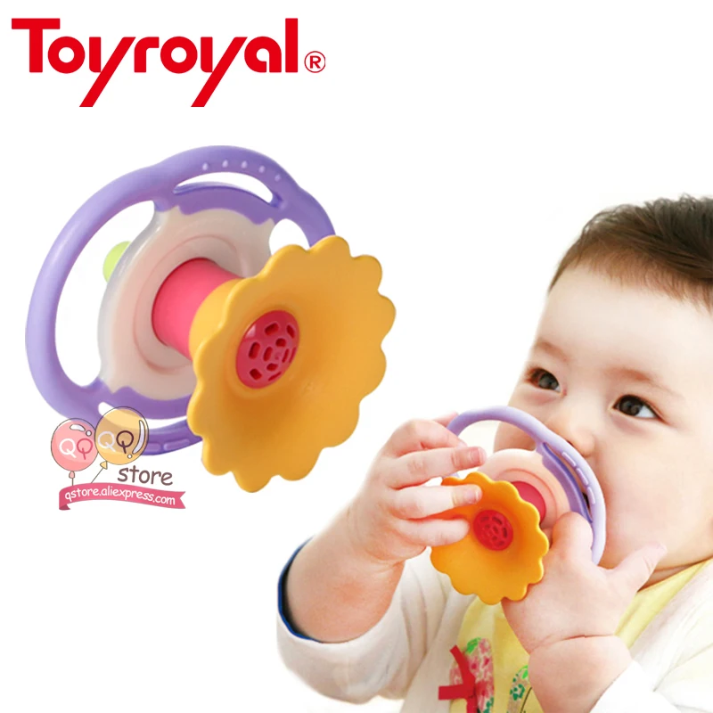 Toyroyal, мягкий гибкий прорезыватель, погремушка для младенцев, Обучающие успокаивающие игрушки для детей, подарки для новорожденных, нетоксичный цветок, колокольчик