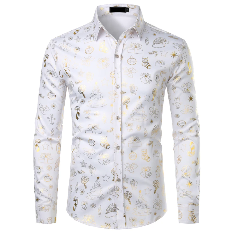 Green Christmas Shirt Men Casual Xmas 