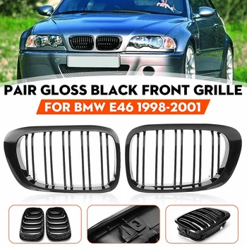 

Car Kidney Grill Front Bumper 2 Slat Line Gloss Black Racing Grill For Bmw E46 Coupe Convertible M3 2 Door 1998 1999 2000 2001
