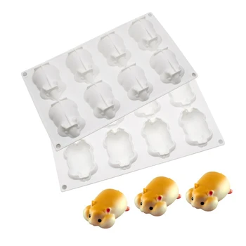 

8 Hamster DIY Baking Tools Mousse Mold Silicone Cake Mould Creative Cupcake Jelly Cookie Muffin Maker Silica Gel Grinding Tool