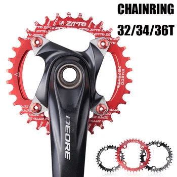 

MTB Bicycle Crank 104BCD 32T/34T/36T Round Narrow Wide Bicycle Single Speed Crank set Aluminum alloy Mountain Plate Bike Parts