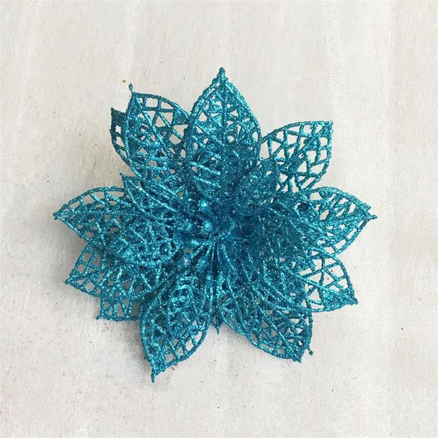 light blue 10 шт., искусственные цветы к Рождеству, елки, украшения, рождественские украшения для дома, рождественская елка, новогодний декор, Navidad natale - Цвет: light blue