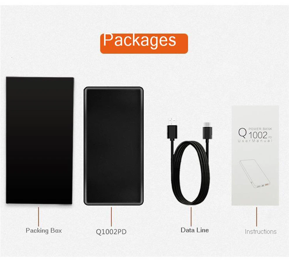 Vogek power Bank 10000 мАч QC3.0 Быстрая Зарядка Внешний Аккумулятор быстрое PD зарядное устройство для iPhone X 8 Xiaomi