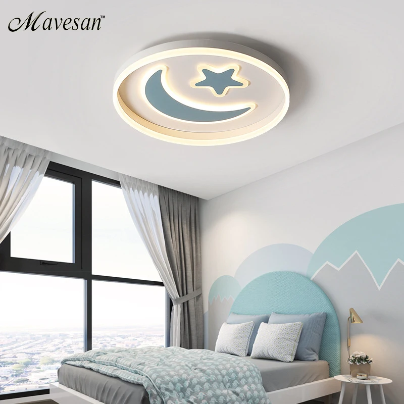 

New Design LED Ceiling Light Baby Room Child Moon Star Shape With Remote Control Lamp Lighting Lamparas De Techo Luminaria