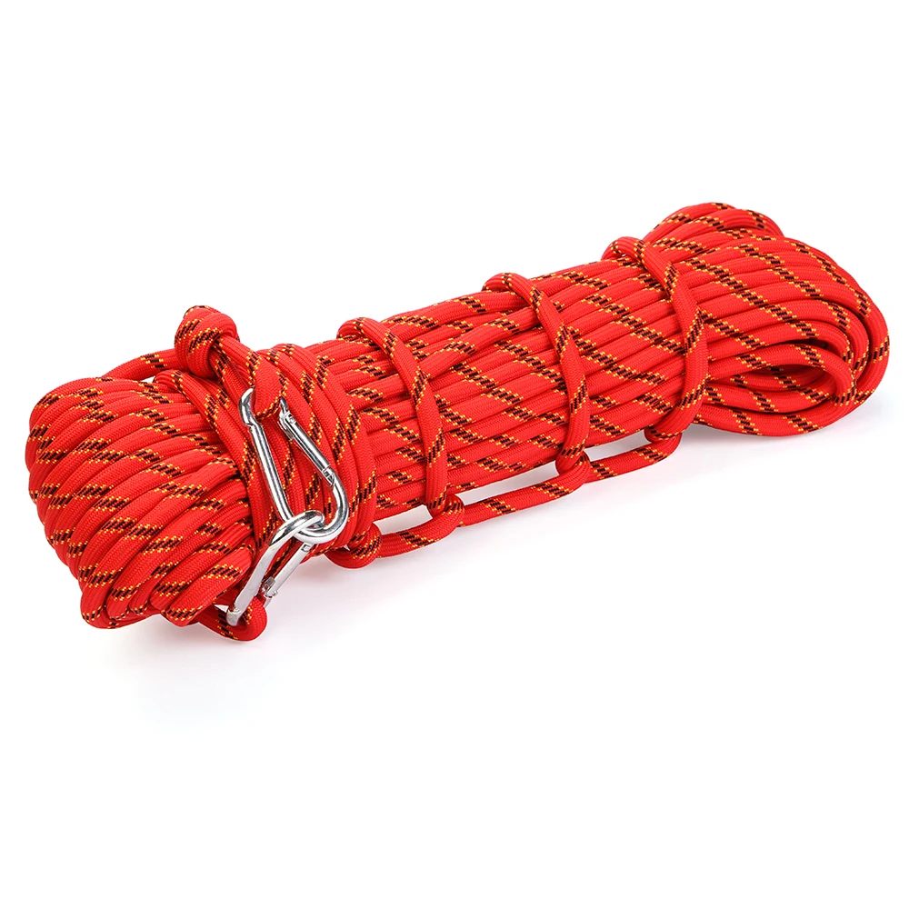 10M / 50M 10mm Rock Climbing Rope Heavy Duty Climbing Equipment Safety Rope Carabiner Gear Outdoor Climbing Fishing Camping