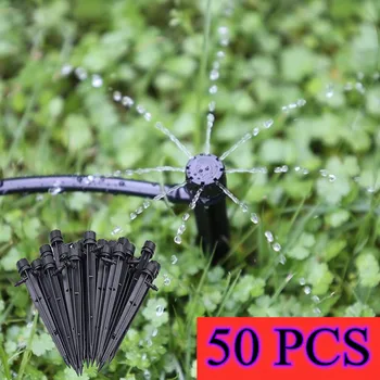 

50pcs 360 Degree Adjustable Garden Water Flow Irrigation Drip Sprinkers on Stake Emitter Drip Sprinklers Irrigation Accessories