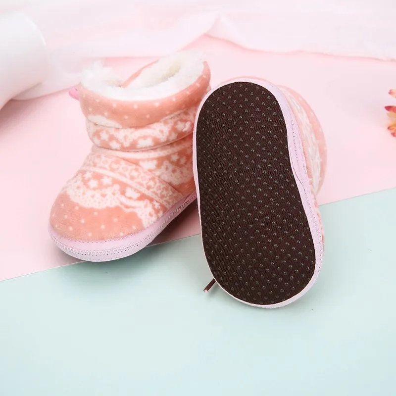 Детские зимние теплые хлопковые женские зимние ботинки с мехом, большие размеры для детей ясельного возраста; новая детская обувь для новорожденных мягкая подошва Нескользящие Детские Туфельки
