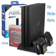 Soporte de refrigeración Vertical para PS4, estación de carga con indicadores LED, almacenamiento de juegos para PS4/PS4Slim/PS4 Pro