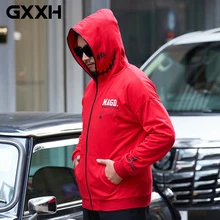 GXXH плюс размер осенние мужские куртки больших размеров толстовки с капюшоном Мужские Толстовки на молнии красные повседневные мужские пальто оверсайз брендовая одежда