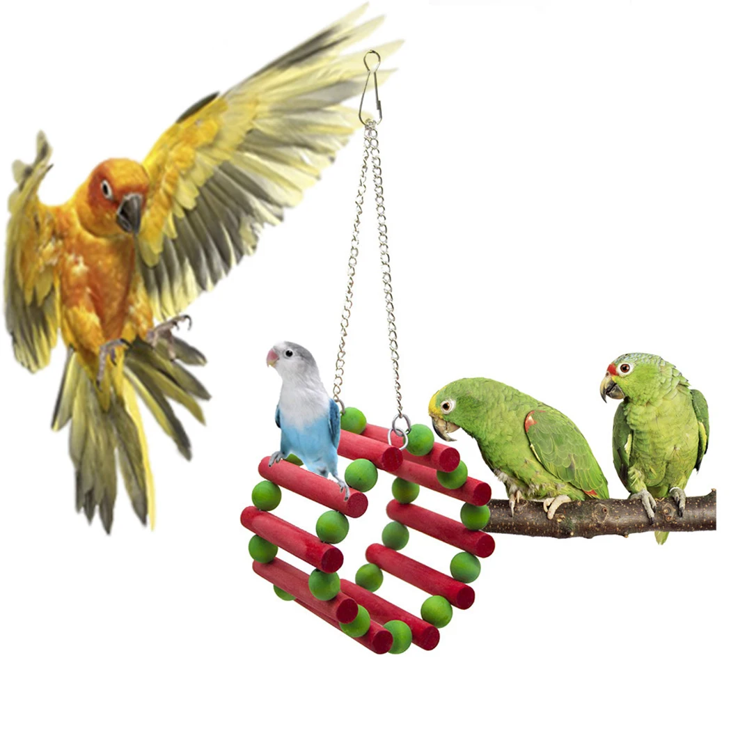 Рождественская игрушка для птиц, деревянная обучающая жевательная игрушка для птиц, попугая, волнистого попугая, клетка, гамак, качели