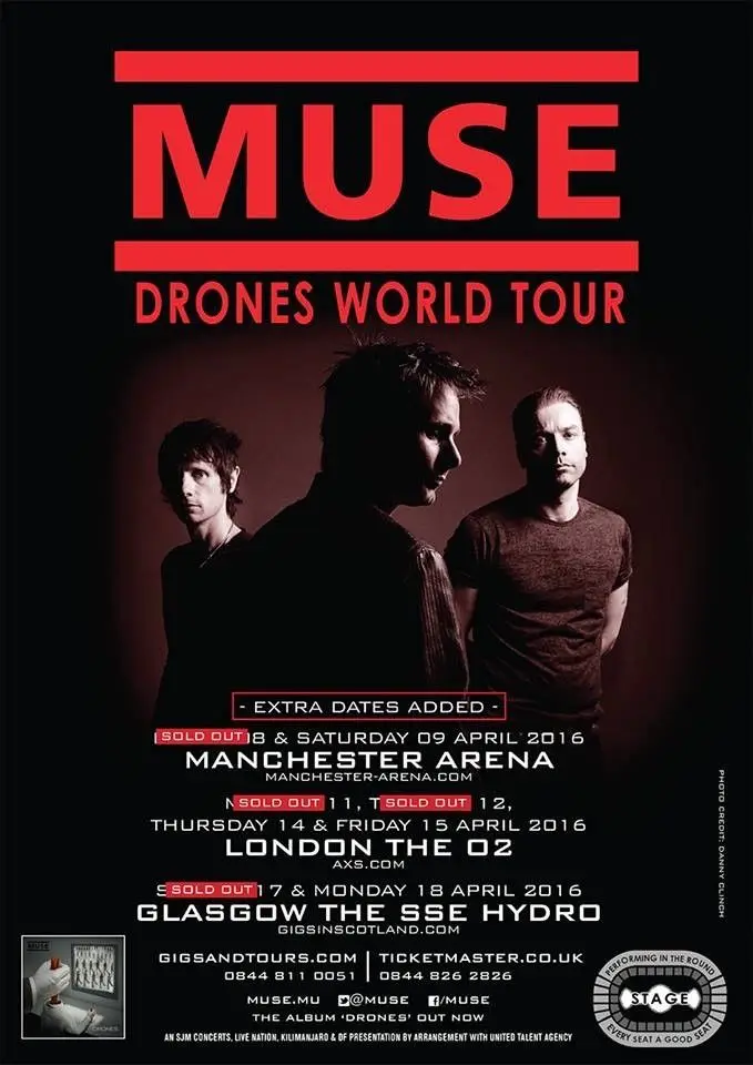 Шелковый постер MUSE Drones 2016 UK World Арена тур Настенный декор картина для комнаты 24x36