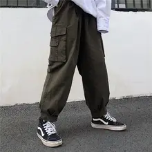

Women Sweatpants Korean Japanese Wide Leg Pants Retro Vintage Black Cargo Pants Overalls Loose High Waist Joggers Casual Pants