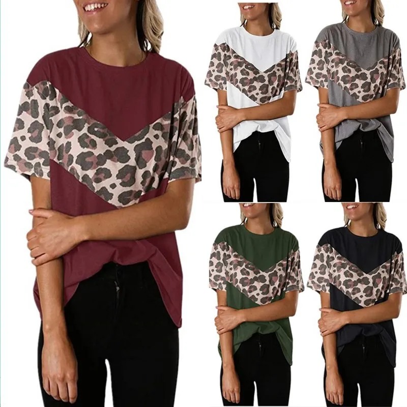 

Trends 2020 Spring Summer Loose Female T-shirt Leopard Casual Oversized T Shirt Chic Fashion Plus Size T-shirts Oversize Femme