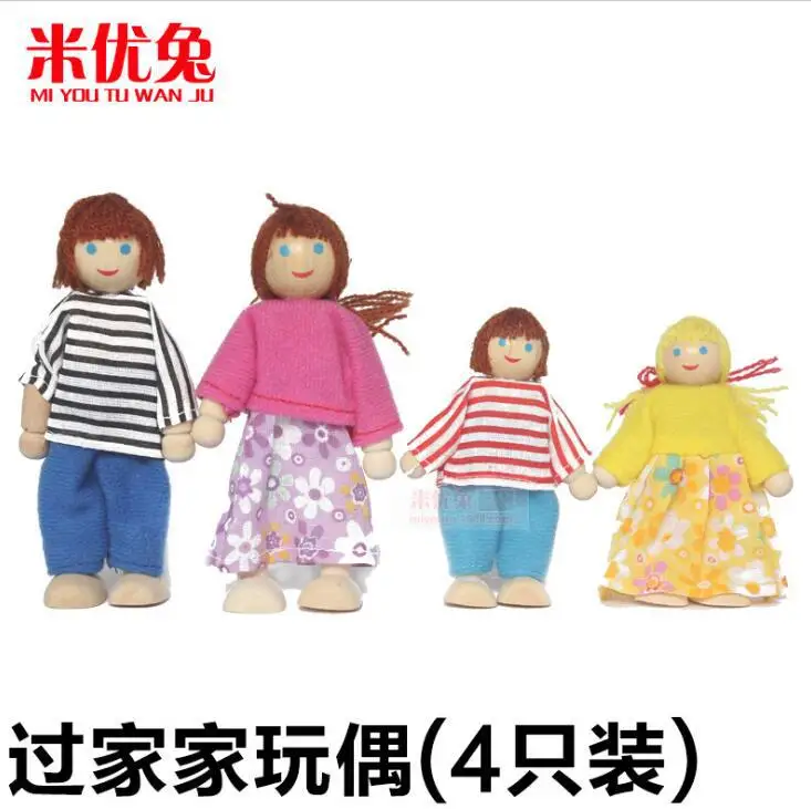 Семья кукла 4/деревянные младенцев детский игрушечный игровой домик игрушки кукла марионетка. 08