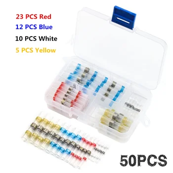

50Pcs Waterproof Seal Wire Splice Connector Heat Shrink Solder Wire Connector Shrinkage Solder Sleeve Heat Shrink Tube Kit