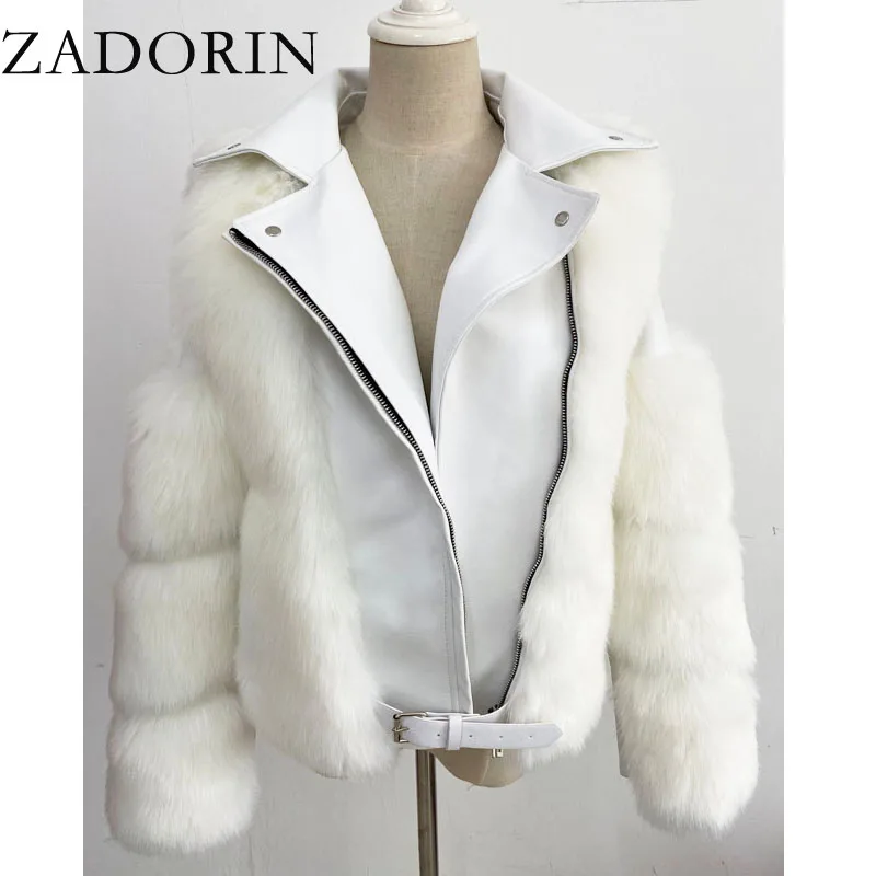 ZADORIN Top Fashion Luxury FAUX Fox Fur Coat