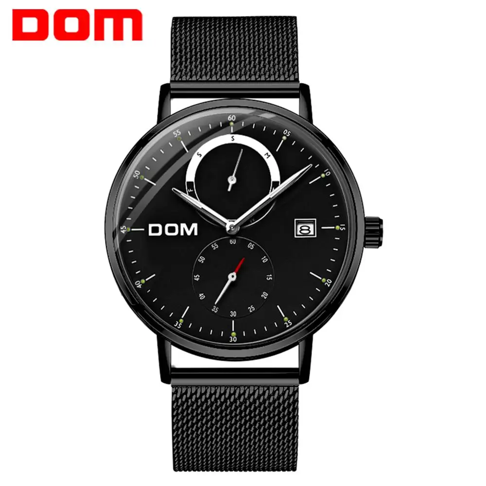

DOM Men Watches Luxury Brand Multi Function Mens Sport Quartz Watch Waterproof Steel Belt Business Clock Wrist Watch M-436BK-1M