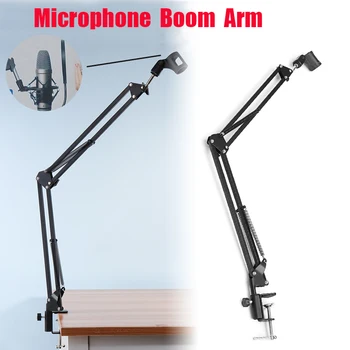 

Extendable Recording Microphone Holder Suspension Boom Scissor Arm Stand Holder with Microphone Clip Table Mounting Clamp