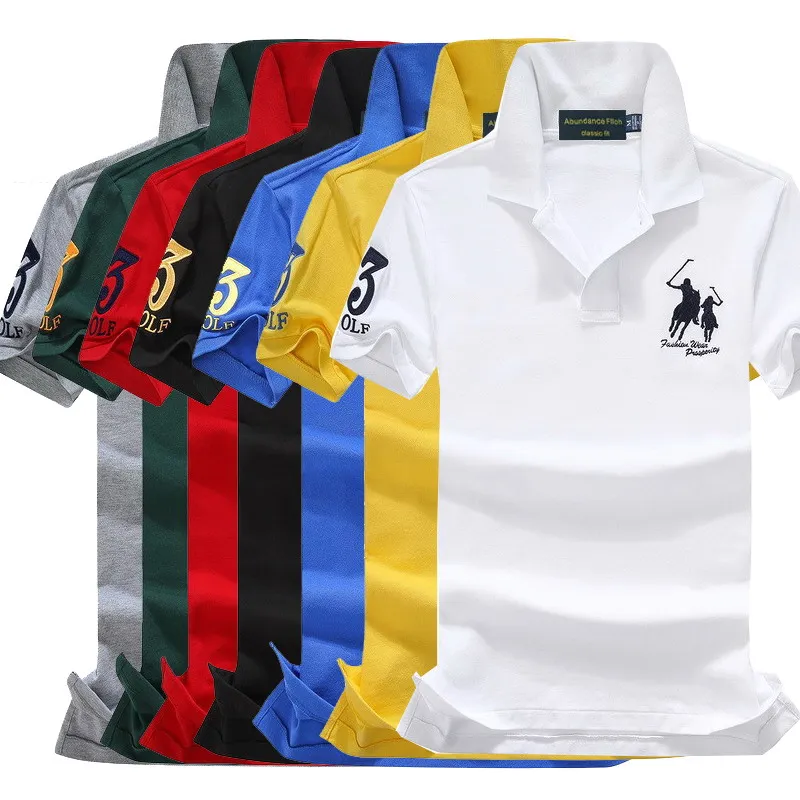 

High quality Summer horse logo brand Men's short sleeve polos shirts casual cotton mens lapel polo shirts fashion slim mens tops