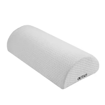 

OUTAD Comfortable Back Pain Relief Halfmoon Bolster With Memory Foam Semi-Roll Pillow Washable Removable Organic Cotton Cover