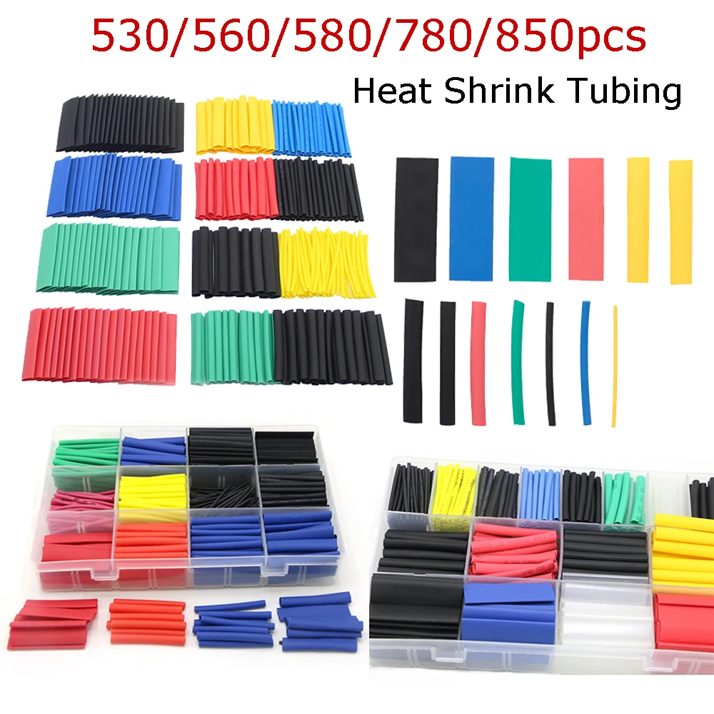 530/560/580/780/850pcs Heat Shrink Tube Kit Insulation Sleeving Polyolefin Shrinking Assorted Tubing Wire Cable 2:1 | Игрушки и хобби