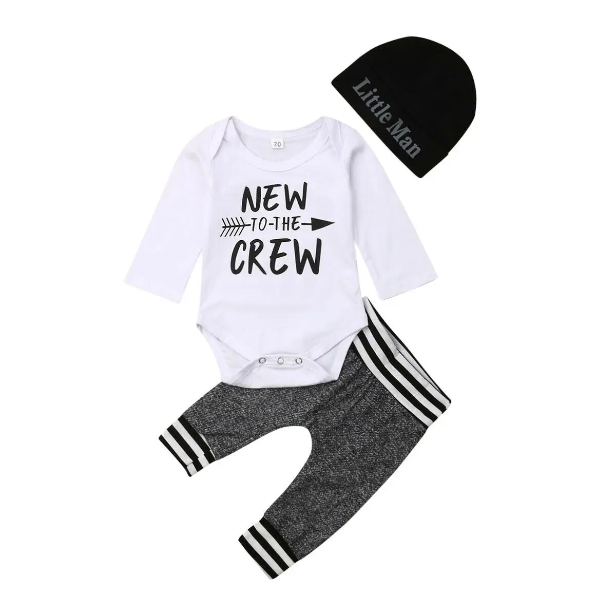 

2020 New Autumn 3Pcs Infant Newborn Clothes Set Baby Boys Romper+Pants with Hats Outfits Jumpsuit Playsuits 0-18M