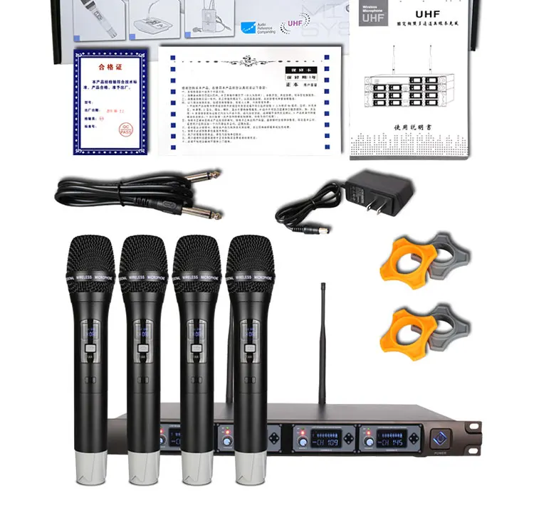 Профессиональный УВЧ один в четыре беспроводной микрофон гарнитура микрофон для сцены KTV открытый поет микрофон караоке лекции