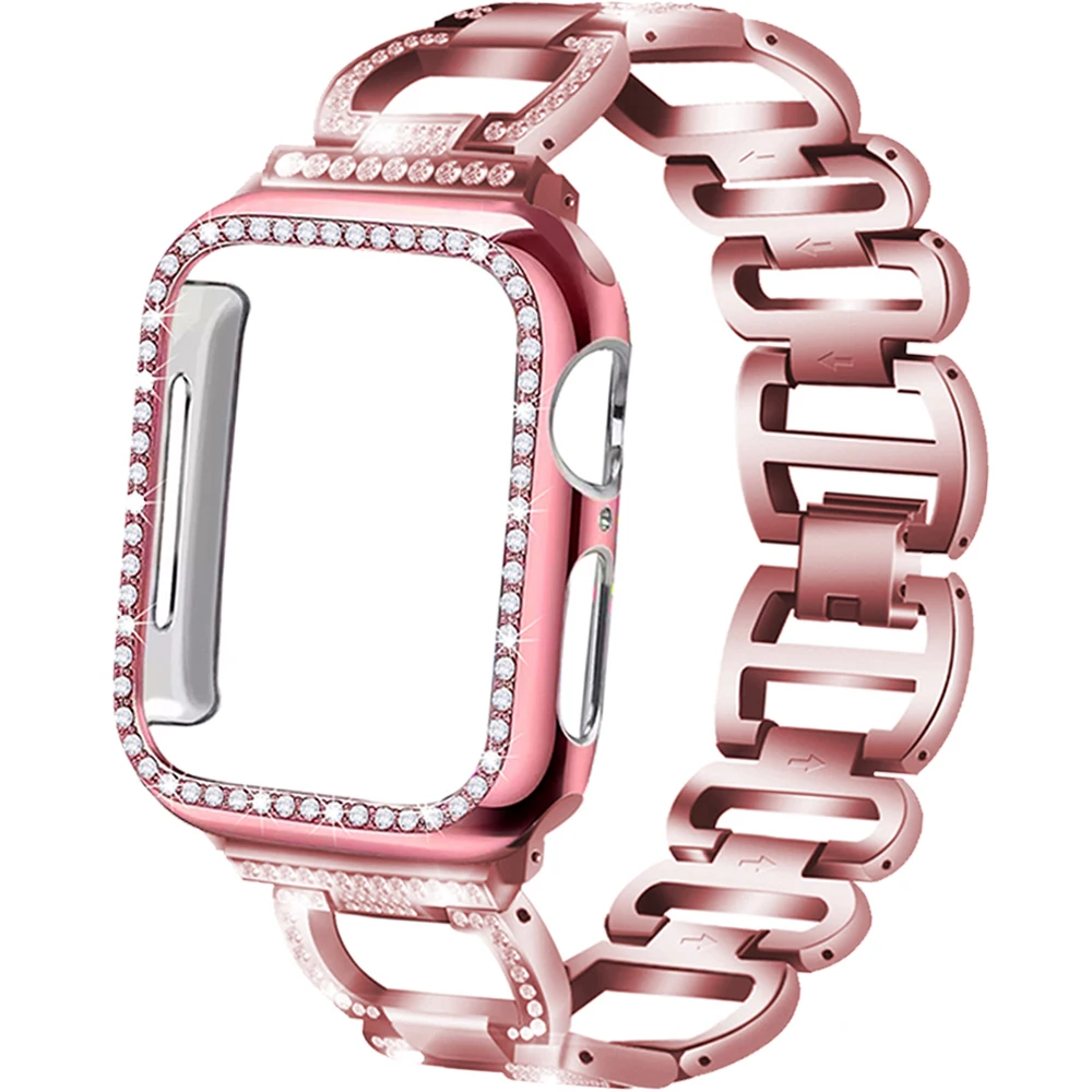 

Metal band Diamond Ring Stainless Steel Bracelet iwatch Strap Suitable for Apple Watch Series 4/3/2/1 38mm 40mm 42mm 44mm