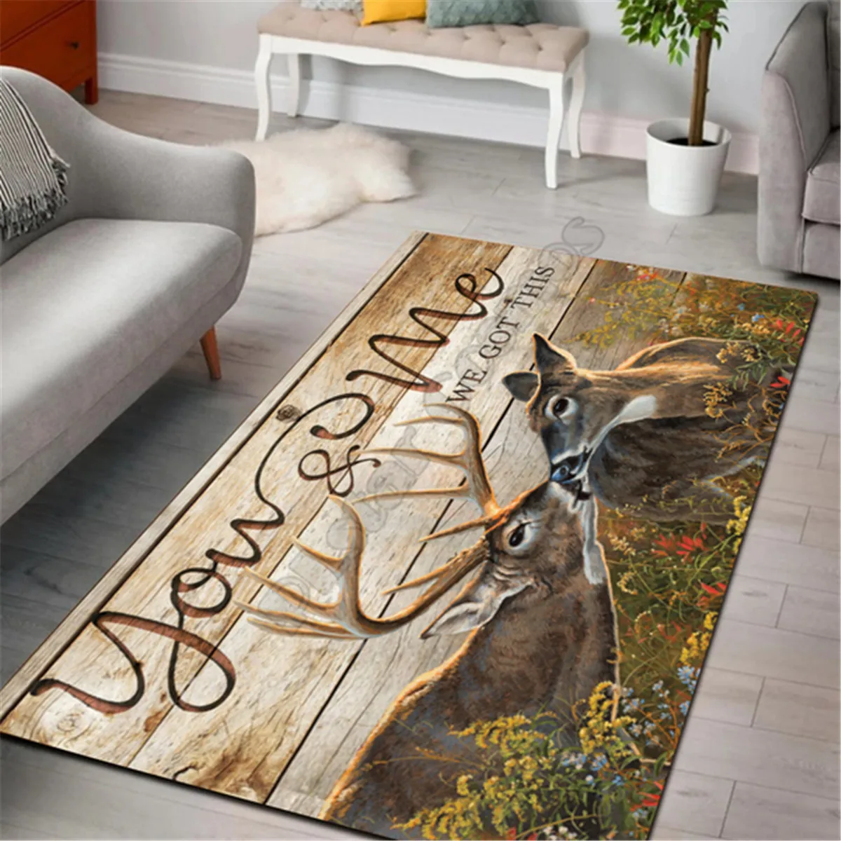 

Deer Carpets Soft Flannel 3D Printed Rugs Mat Rugs Anti-slip Large Rug Carpet Home Decoration