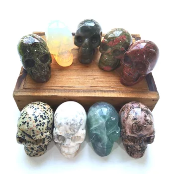 

2Inches High Quality Hand Carved Natural Crystal Skulls Realistic Feng Shui Healing Home Ornament Art Collectible smt