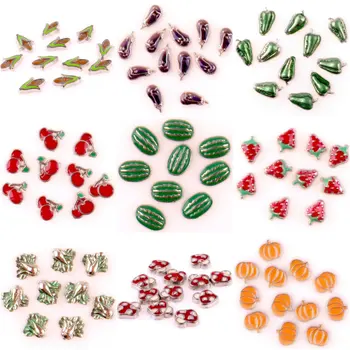 

40Pcs/lot Mix Enamel Vegetable Pepper Pumpkin And Corn Floating Charms Handmade Diy Necklaces Charms Jewelry Wholesale