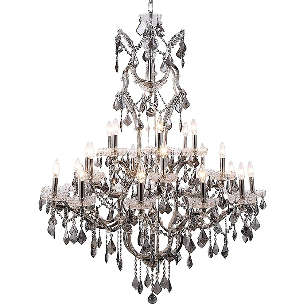 Традиционный 19th c. Rococo люстра светильник дымчатые с украшением в виде кристаллов