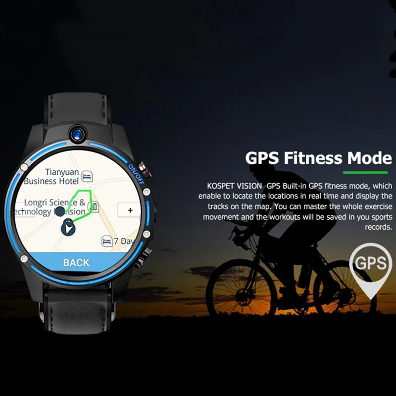 Dual Camera Smart Watch Android Phone 1.6 Inch 800Mah Battery GPS Maps Google Play Store Sports Smartwatch Man