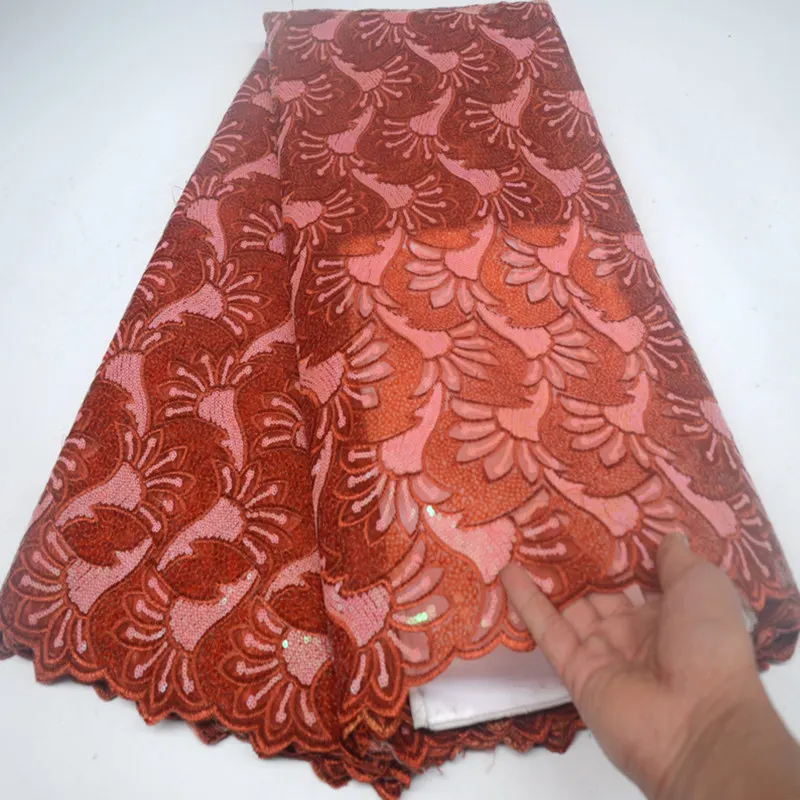 Роскошная кружевная ткань из органзы Высококачественная африканская кружевная ткань с французское кружево с блестками ткань для вечерние платья DG762