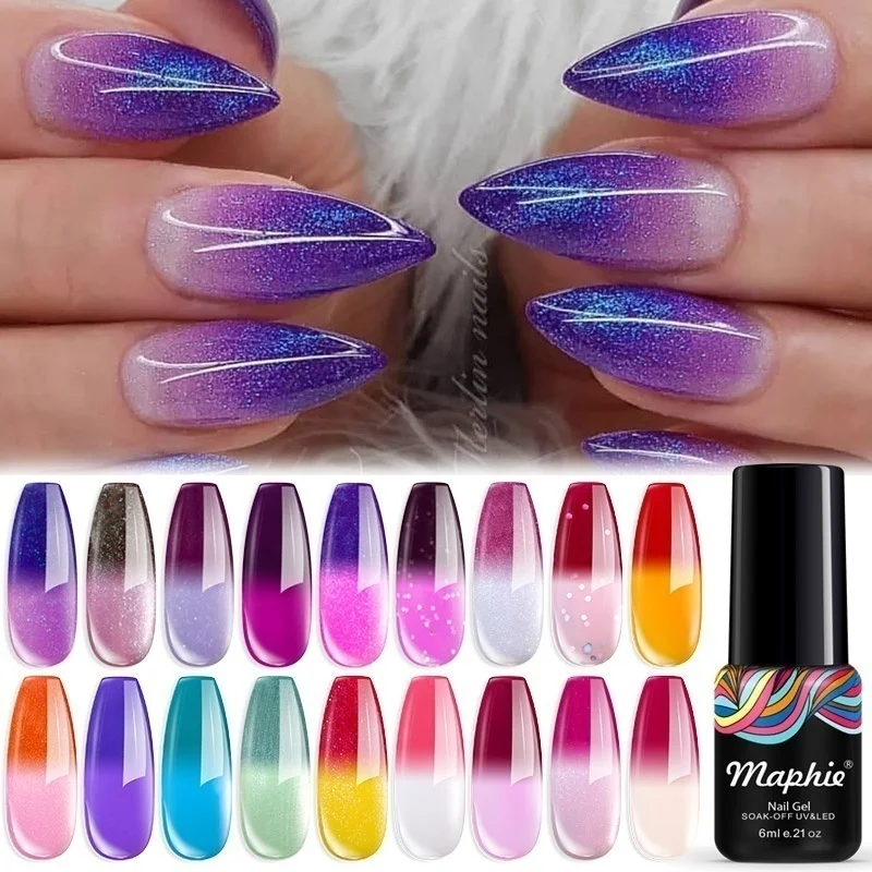 Maphie 20Pcs/Lot Temperature UV Gel Nail Varnish Sets Soak Off UV/LED Long Lasting Led Lacquer Need Base Top Full Colors Kits